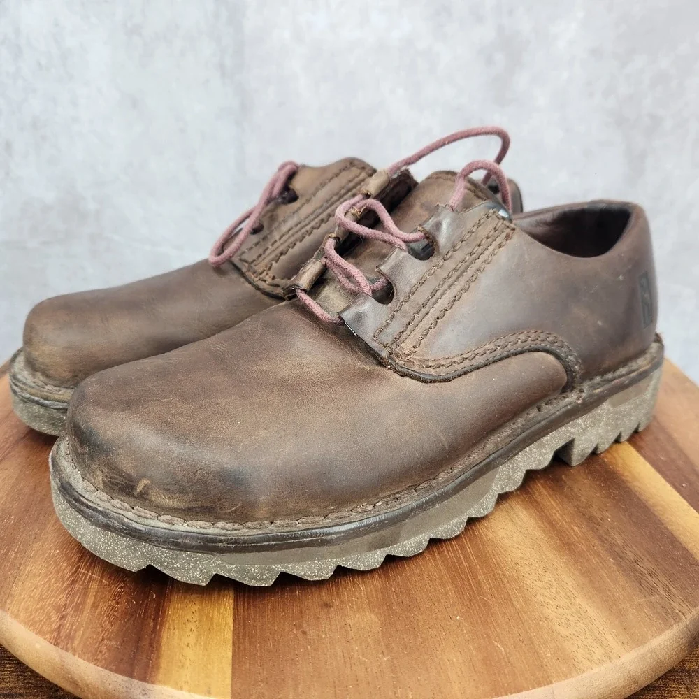 Mozo Oxford Shoes Mens 9.5‎ Brown Leather Slip Resistant Work Shoes Casual